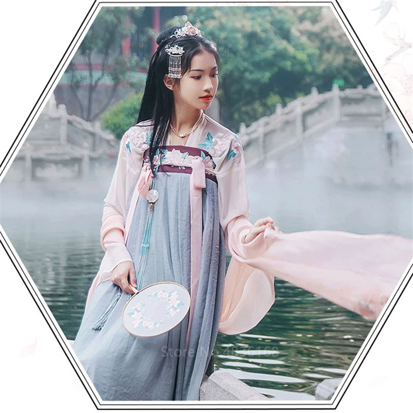 Платье ханьфу в китайском стиле для девочек сказочное платье Сакура косплея