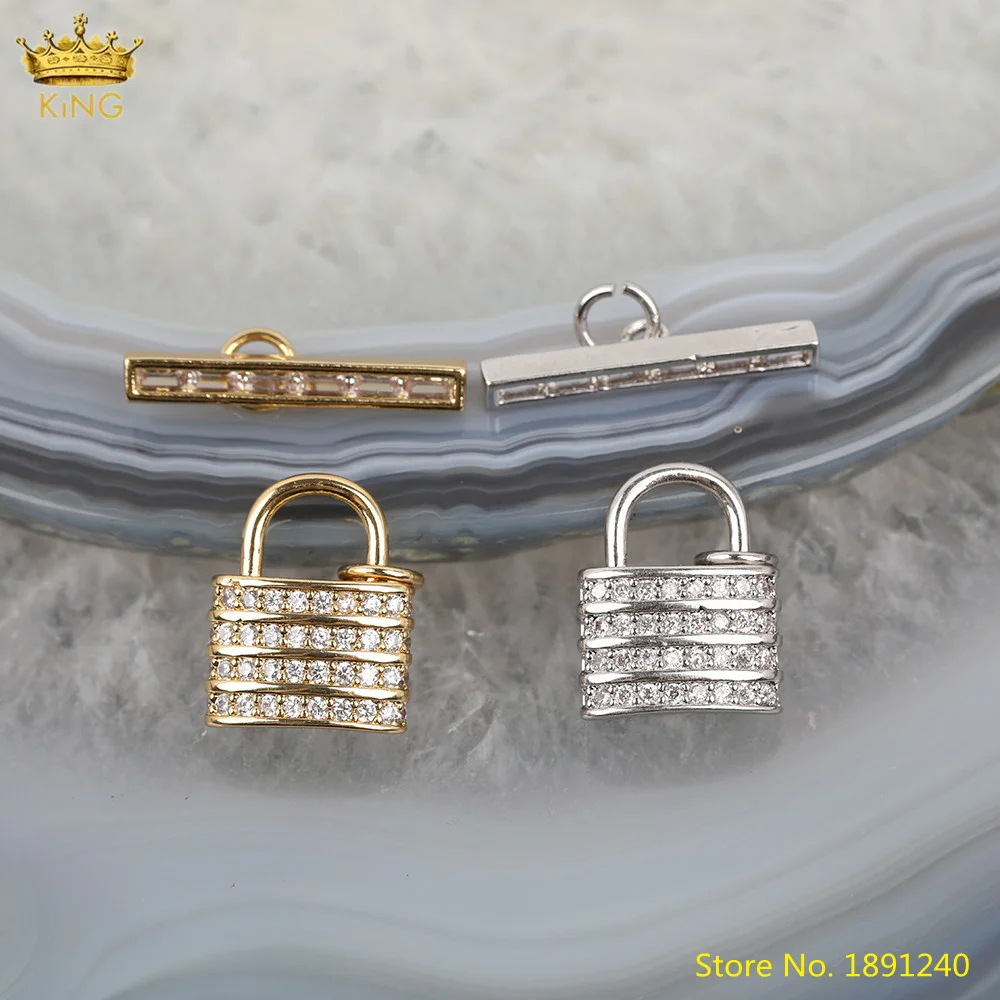

5pcs CZ Micro Paved Lock Carabiner Clasps Pendant For Necklace Making,Gold Silvery Metal Clasps Charms For DIY Jewelry Making