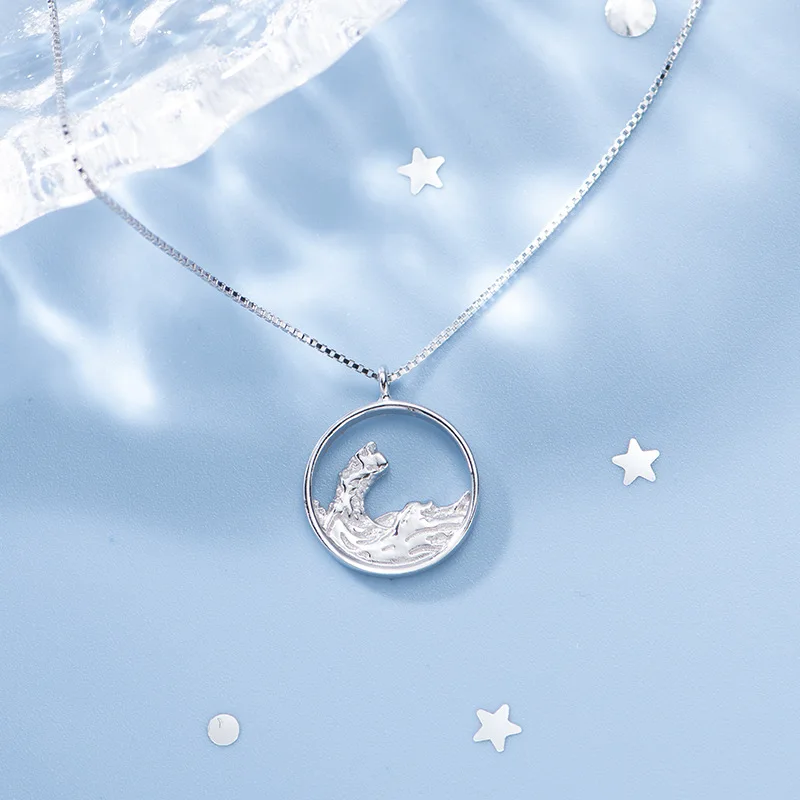 Полые горы и море Кулон Пара Ожерелье 2020 мода новый серебряный цвет мужчины
