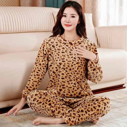 StyleG H5773 утолщенная осенне-зимняя Пижама женская Коралловая флисовая Пижама Костюм Студенческая фланелевая теплая Милая Ночная Рубашка домашняя одежда - Цвет: StyleG
