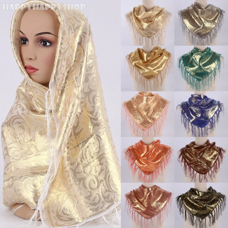 Женский жаккардовый платок с кисточками на Голову Бандана в мусульманском и