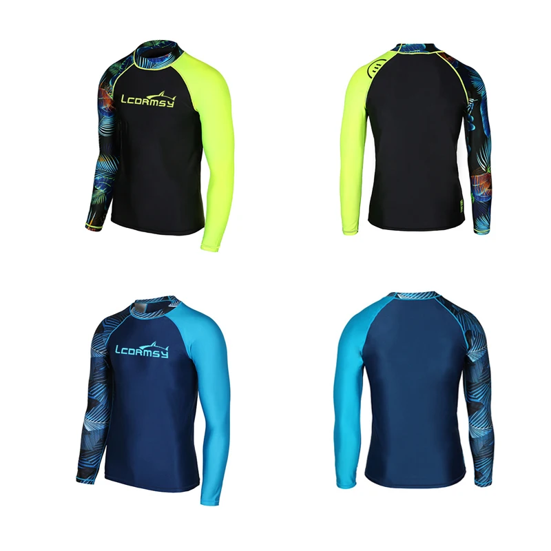 

Long Sleeve Surfing Swimsuit Men's Fur Protective Shirt Top Water Sports Fitness Quick Dry Swimsuit