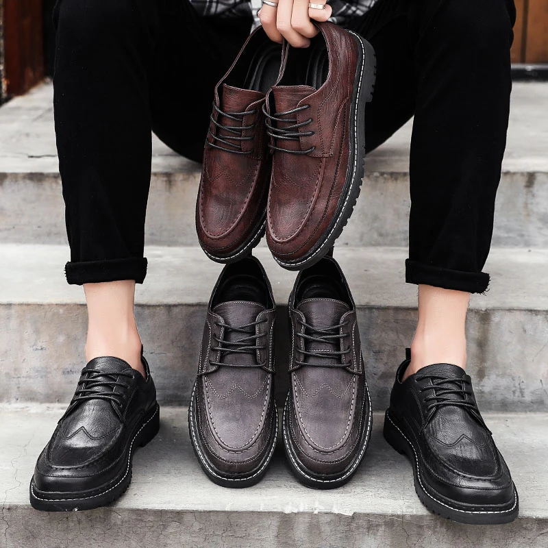 

Men Casual Shoes Brand Leather Mens oxfords lace up Moccasins Comfy Breathable fashion Driving Shoes men Sneakers Top Quality