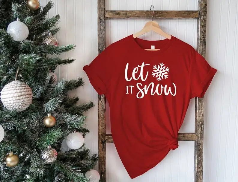 

Let It Snow Shirt, Winter Vibes Tee, Christmas Clothing, Gift for girl Holiday Season Tee, Christmas Graphic Top-R999