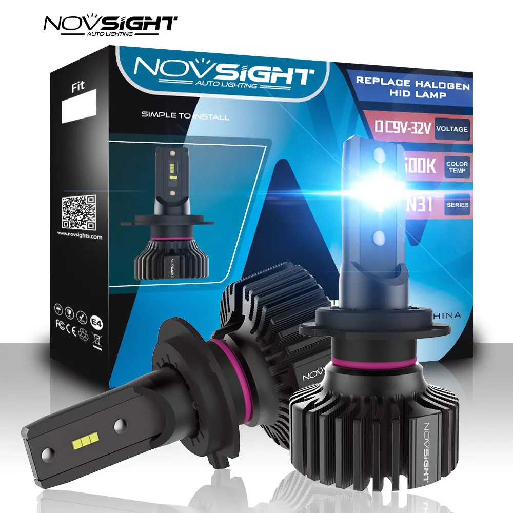 NOVSIGHT мини автомобиль H4 светодиодный H7 лампы для передних фар H1 H8 H11 светильник 12v