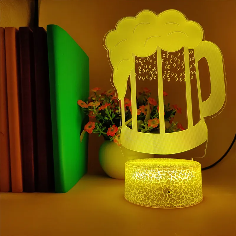 

Beer Nightlight Touch Sensor 3D Illusion Night Light LED Table Lamp with Remote Color Changing Room Bar Atmosphere Decoration