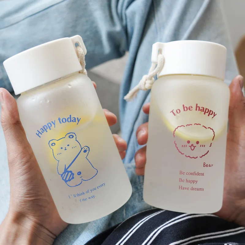 

Ins Korean Creative Cartoon Simple Frosted Portable Cute Girl Student Glass Cup