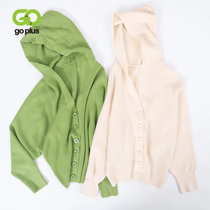 Женский вязаный жакет GOPLUS Свитер оверсайз с капюшоном и рукавом летучая мышь