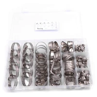 8090100 pcs single ear stepless hose clamps assortment kit stainless steel cinches ring tools j8