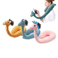 2 in 1 mobile phone holder flexible u shaped pillow animal cute cartoon neck support pillow for phones support telephone stand