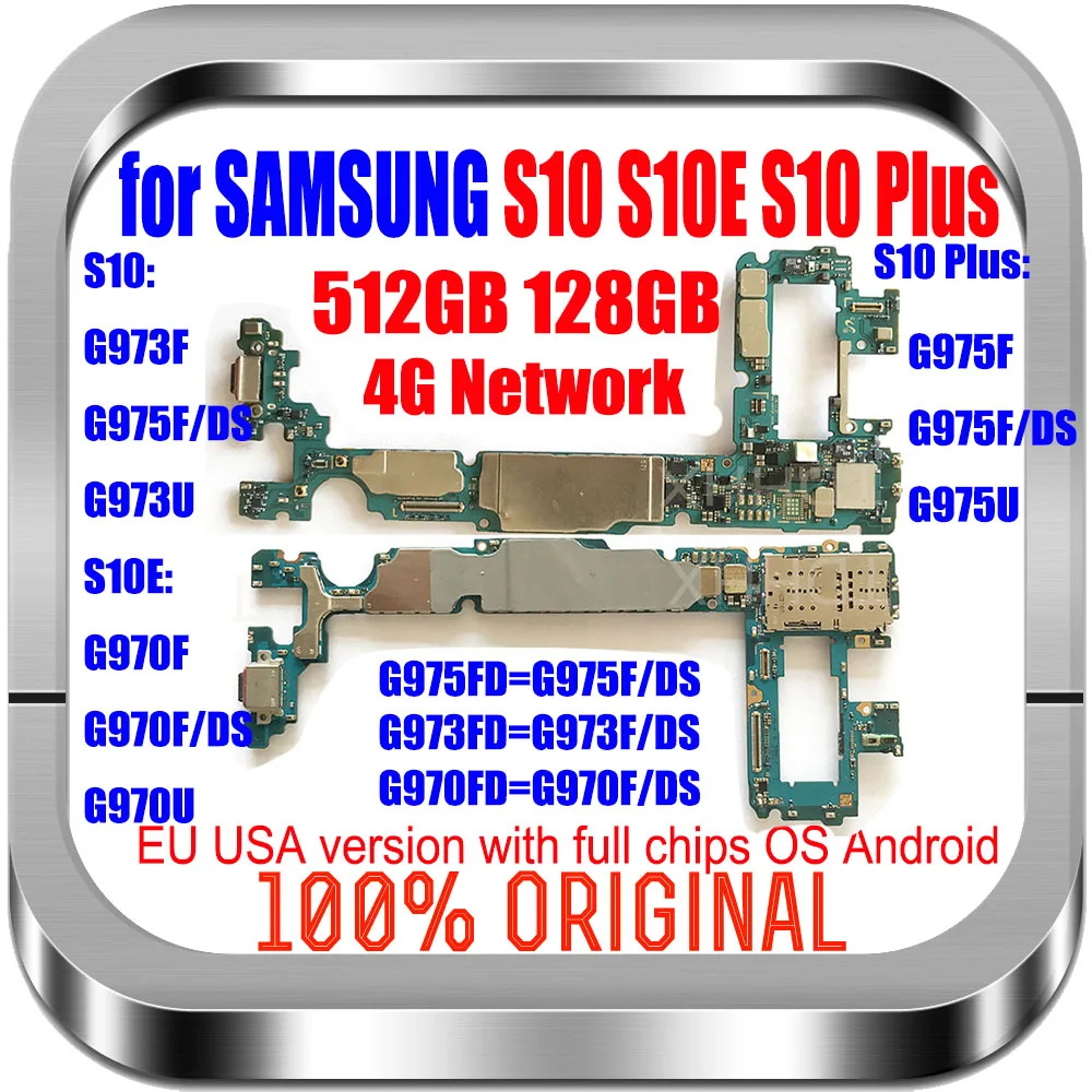 128 ГБ оригинальная материнская плата для Samsung Galaxy S10 plus G975F G975FD G975U G973F G973FD G973U S10E