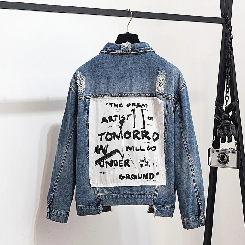 Весенняя женская джинсовая куртка в стиле ретро большого размера 2020