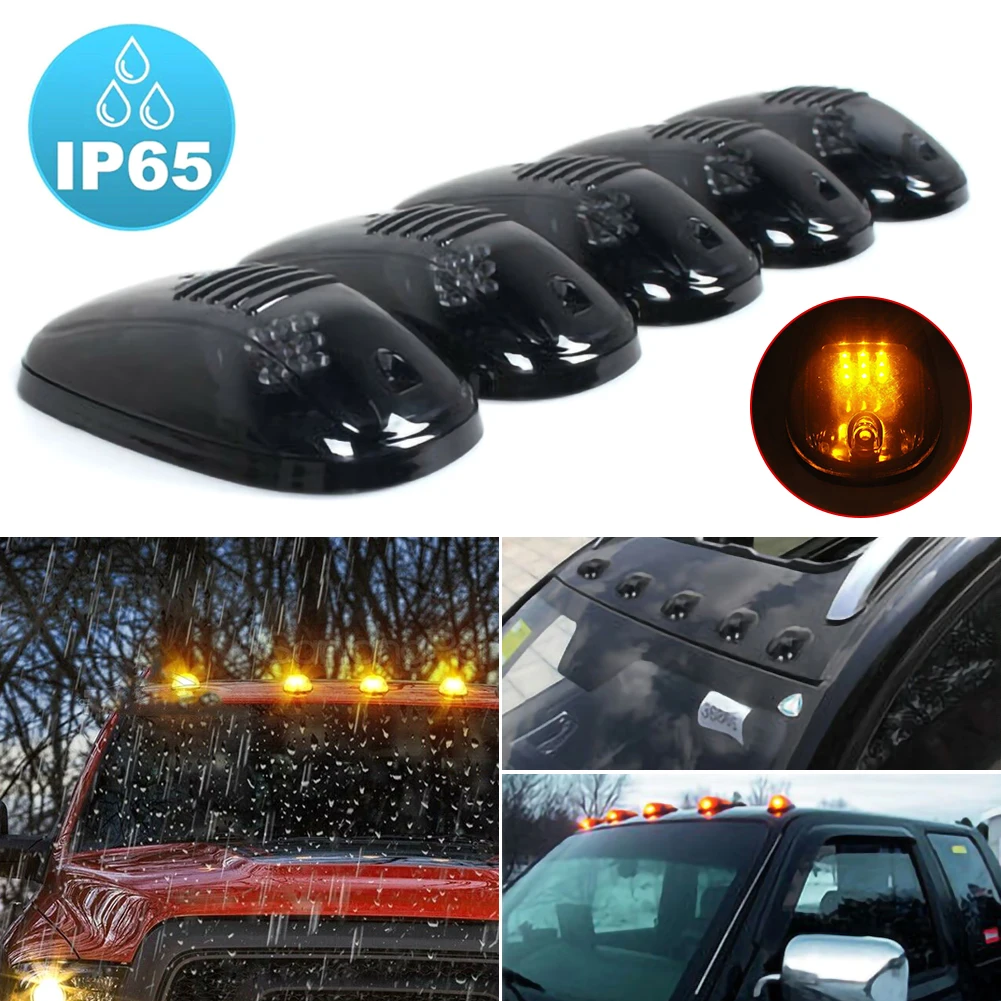 

5x 12LED Smoked Cab Roof Top Marker Running Clearance Warm Light For Dodge Ram