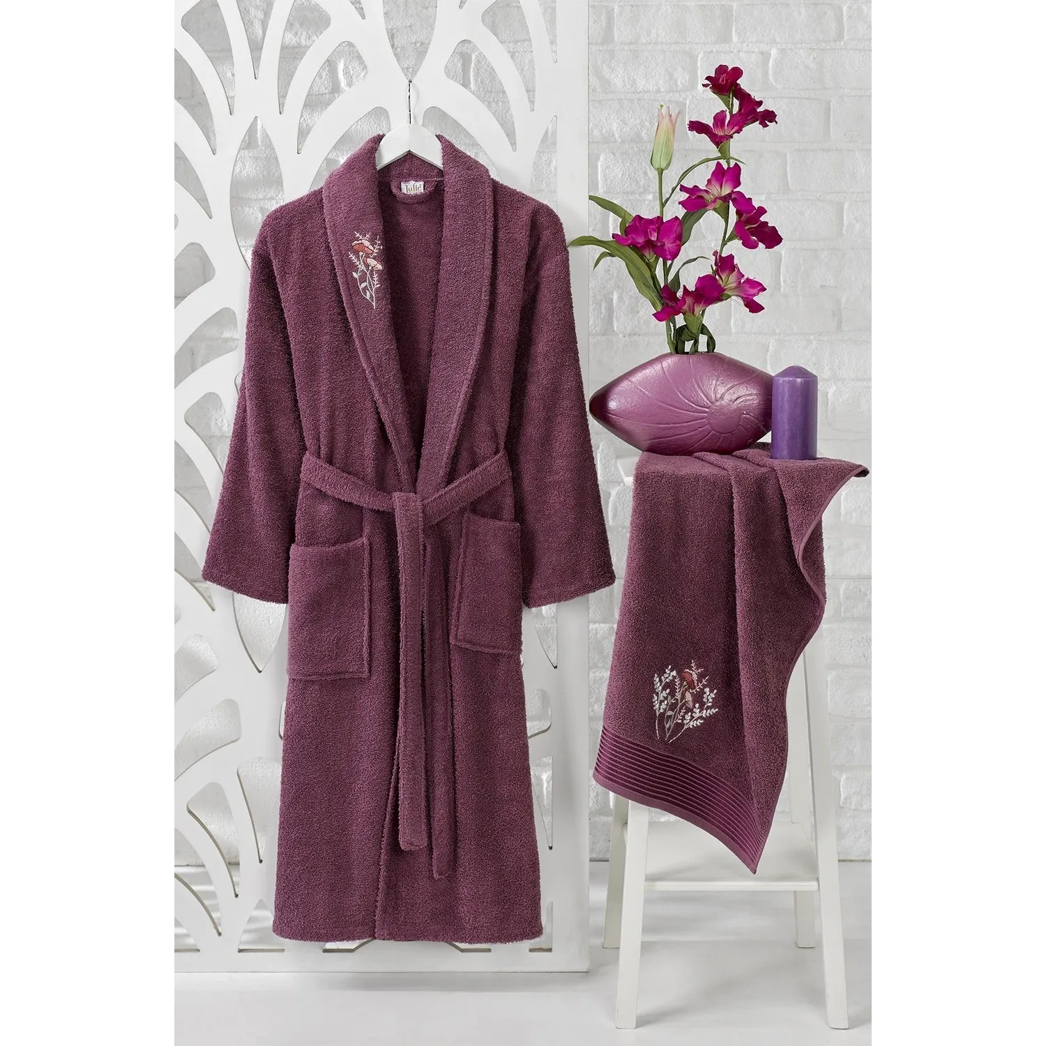 Men Women Bathrobe Set Couple Family Set Robe Warm Soft Cotton Winter 2021 Embroidered Bathrobe Face Towel