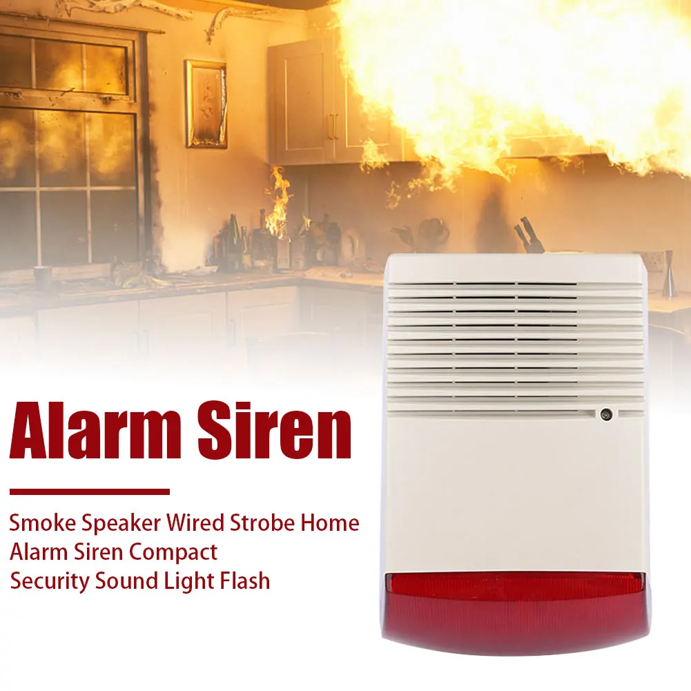 

Compact Sound Light Accessories Anti Theft Smoke Speaker Outdoor Indoor Security High Power Wired Strobe Acoustic Alarm Siren