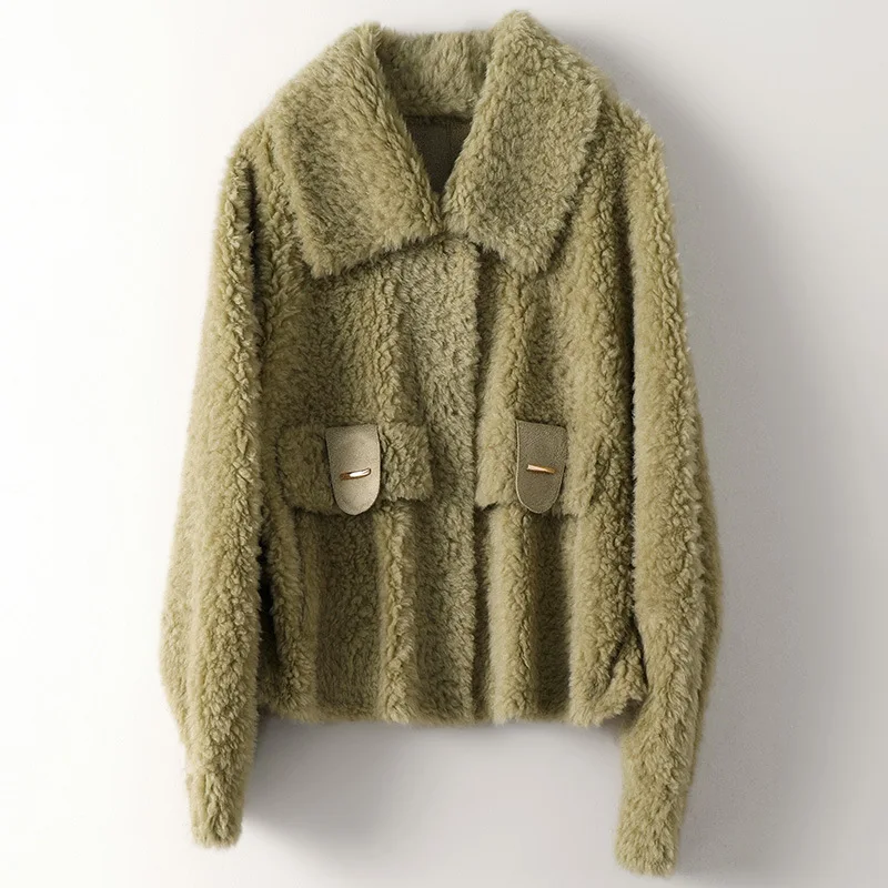 Winter High Quality Lapel Wool Loose Coat for Women Office Lady Thick Warm Fashion New Fur Jacket Short Fashion Trend Outwear