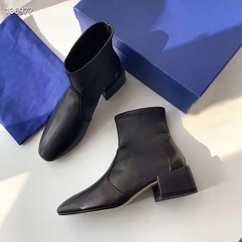 

Autumn and winter 2020 new short boots thick heel square head elastic thin boots square heel short boots boots women