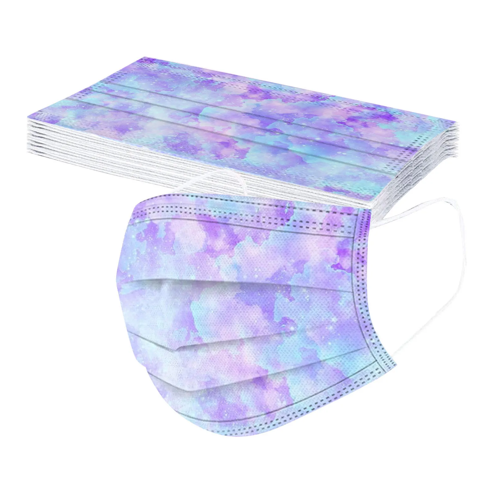 50PC Kid Tie-dye Gradient Three-Layer Mascara MondkapjeDust-Proof Breathable Disposable Mondkapjes Scarf Halloween Cosplay Mask' |