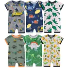 Лето 2022 г.; Комбинезон для маленьких девочек; Одежда для новорожденных; Хлопковый комбинезон с короткими рукавами и рисунком для малышей; Костюм для малышей от 0 до 24 месяцев