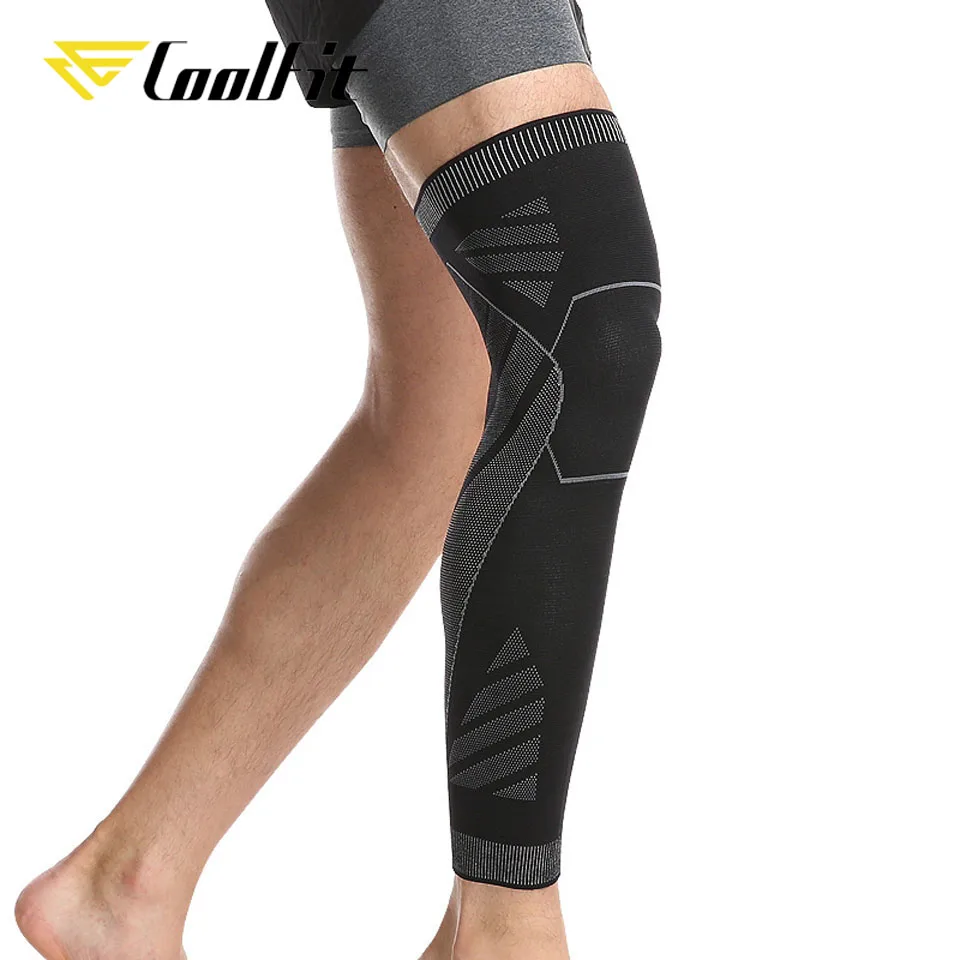 Эластичный тканый бесшовный фиксатор колена CoolFit длинный компрессионный рукав