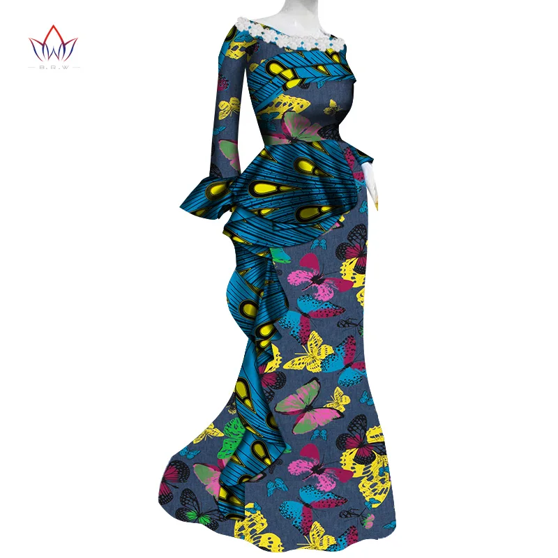 African Traditional Wear For Women Ankara Style Butterfly Cotton Fabric Clothing African Dresses for Women Robe AfricaineWY4588