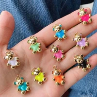 10pcs2021 new cute dripping oil bear charms enamel colorful tiny paint animal bear pendant for woman jewelry making necklace