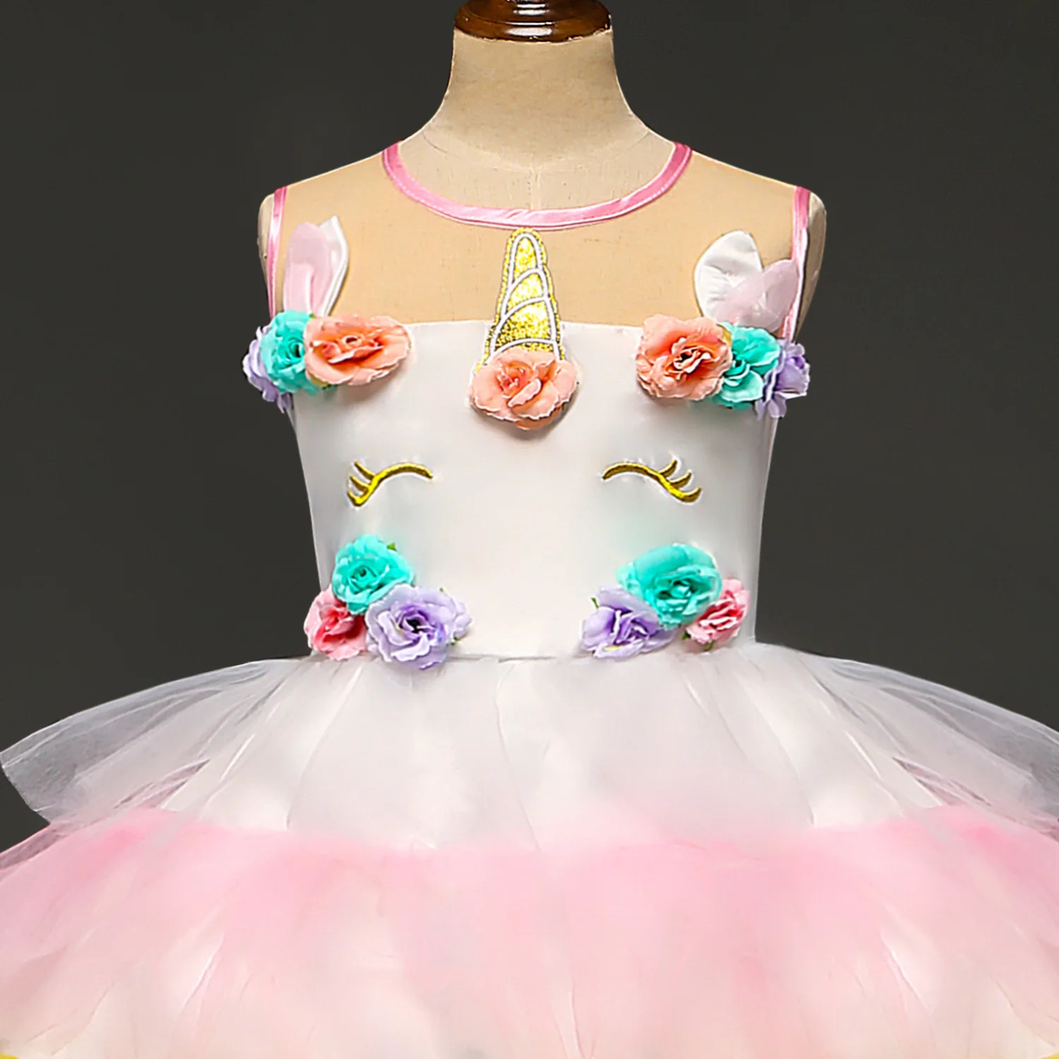 Новое летнее платье принцессы для девочек с единорогом Детская одежда детское