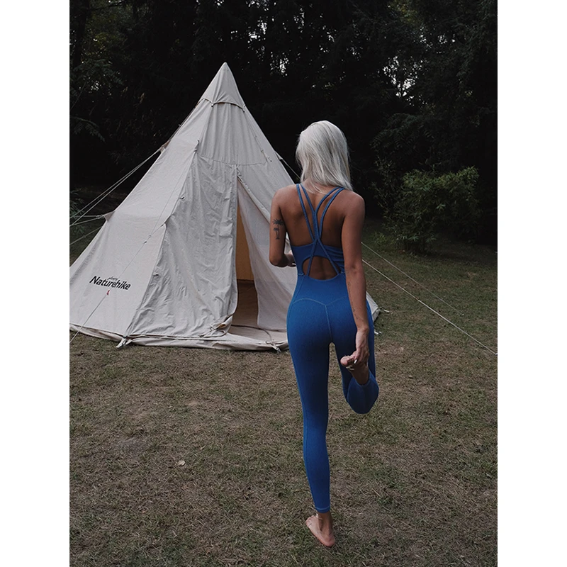 

HOT Dropshipping Yoga Set Blue Jumpsuit Women Sport Bra Sexy Fitness Clothing Femme Compression Workout One Piece Gym Wear