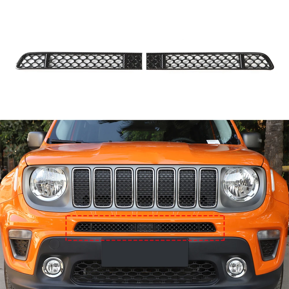 for Jeep Renegade 2019 2020 2021 Front Grille Mesh Insect Net Decoration Cover Trim Sticker ABS Chrome Car Exterior Accessories