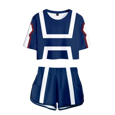 Anime My Hero Academia Cosplay Two-piece Female Sexy Shorts and T-shirt Sportswear Girl Halloween Costumes for Girls Women |