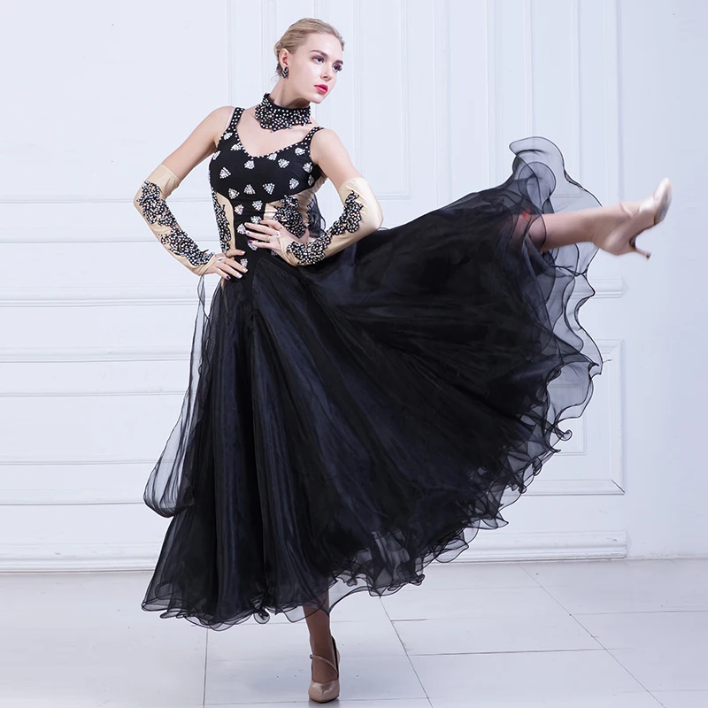 

2021 Ballroom Dance Competition Dress Modern Dance Practice White/Black/Red Clothing Female Waltz Stage Performance Costumes