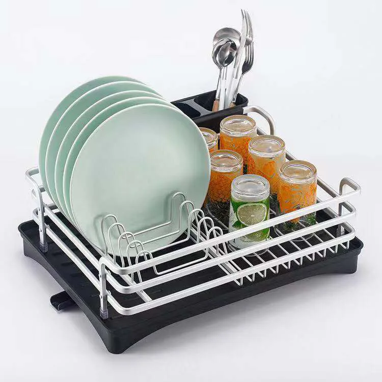 

Stainless Aluminium Kitchen Drying Dish Rack Sink Drain Holder Cutlery Drainer Accessories Storage Plate Organizer Shelf Gold