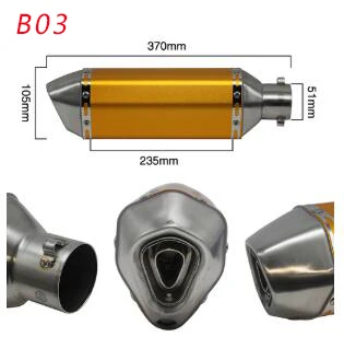 B 03 ZS Racing 35-51 мм универсальный глушитель выхлопной трубы мотоцикла скутер Грязь Яма велопокрышки DB Killer для Akrapociv Yoshimura - Цвет: B 03