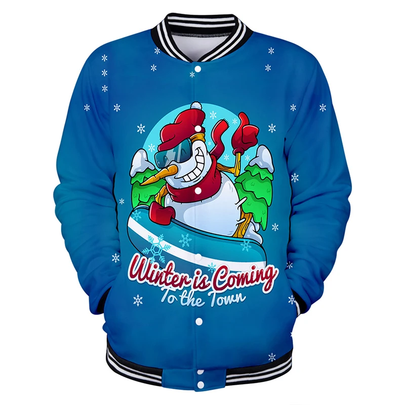 

Merry Christmas Snowman Kawaii 3d Baseball Jacket Coat Fashion Men Women Hoodie Sweatshirts Long Sleeve Hoodies Jackets Tops 4XL
