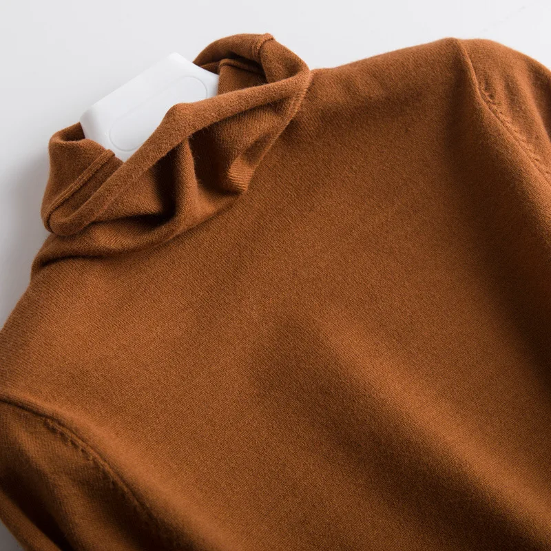 Caramel 12 цветов, Женский однотонный Повседневный свитер, осенняя Водолазка с длинным рукавом, женские пуловеры, облегающий вязаный свитер для женщин - Цвет: Caramel