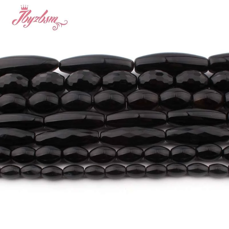 Овальные черные бусины из натурального камня оникс свободные для