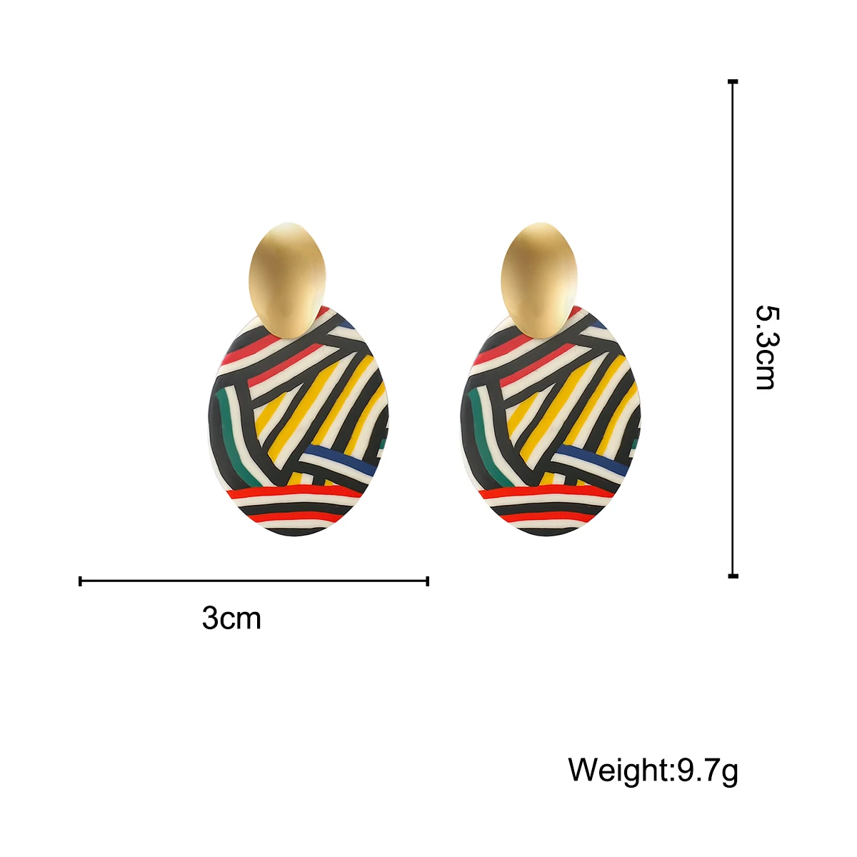 

Lifefontier Colorful Stripes Drop Earrings 3D Polymer Clay Round Ball Geometric Earrings For Women Girls Alloy Jewelry Brincos