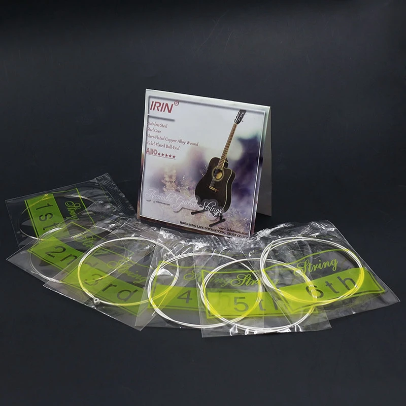 

IRIN A110 6PCS Folk Acoustic Guitar Strings Metal String Guitar Parts Accessories 011-052 Inch