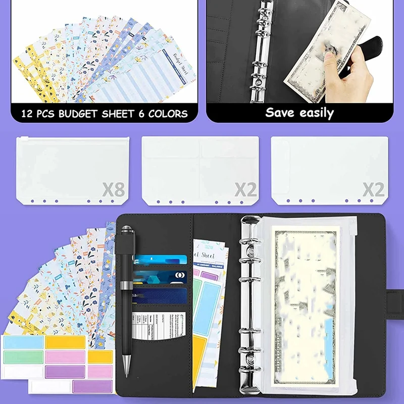 

A6 Binder Budget Envelopes System Budget Planner Organizer Budgeting, Small Binder Budget Planner Cash Envelope Binder