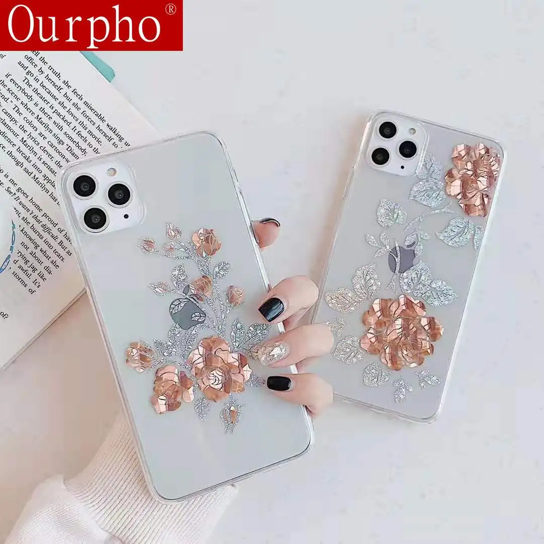Ourpho чехол для телефона Iphone 11 11pro Max с золотым и серебряным покрытием Прозрачный XR