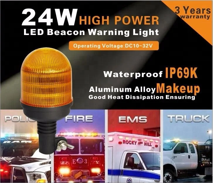 

ECE R65 IP69K 24W LED Beacon Strobe Warning Lighting