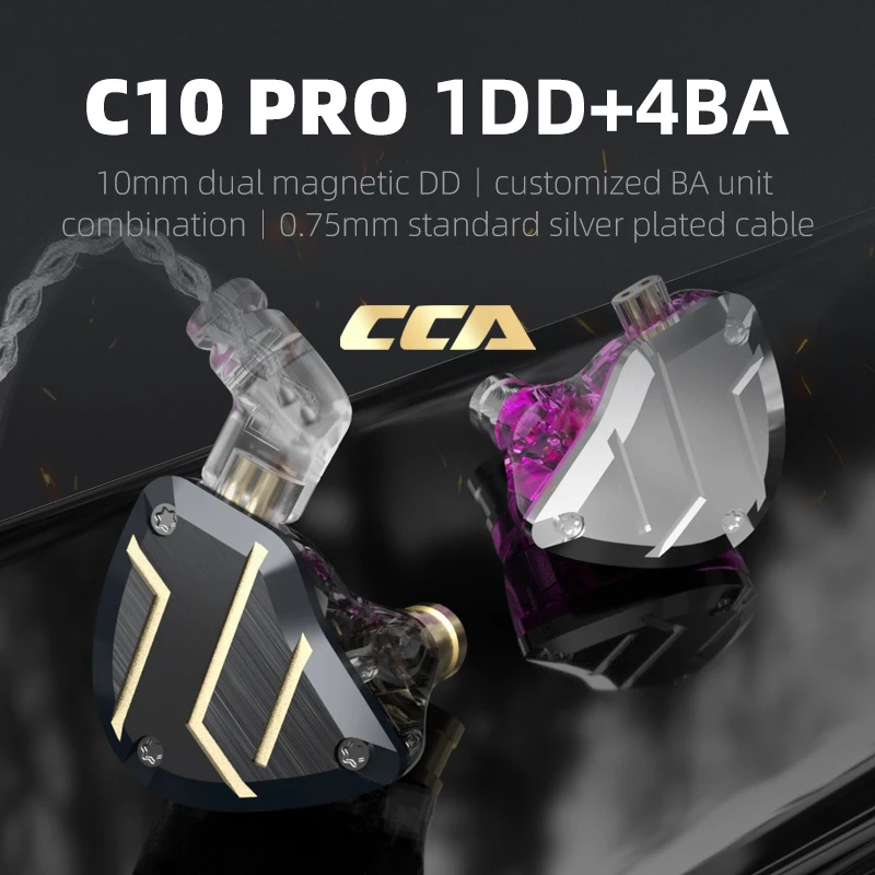 Новинка CCA C10 PRO 1DD 4BA гибридные наушники-вкладыши металлические Hi-Fi мониторы