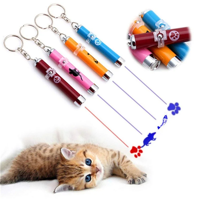 

Creative Pet Cat Toys Laser Funny Cat Pen LED Pointer Light Pen With Bright Mice Paw Print Fish Tease Pet Toys Interaction Games