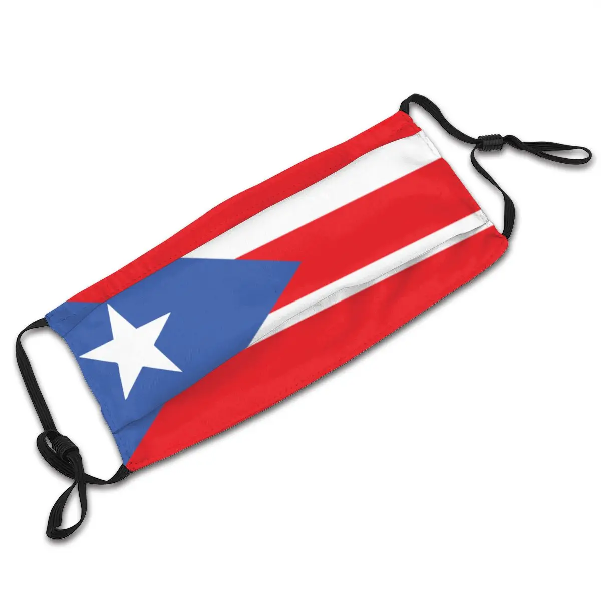 

Puerto Rico Flag Adult Reusable Face Mask Dustproof Protection Cover Respirator Muffle Mask with Filters