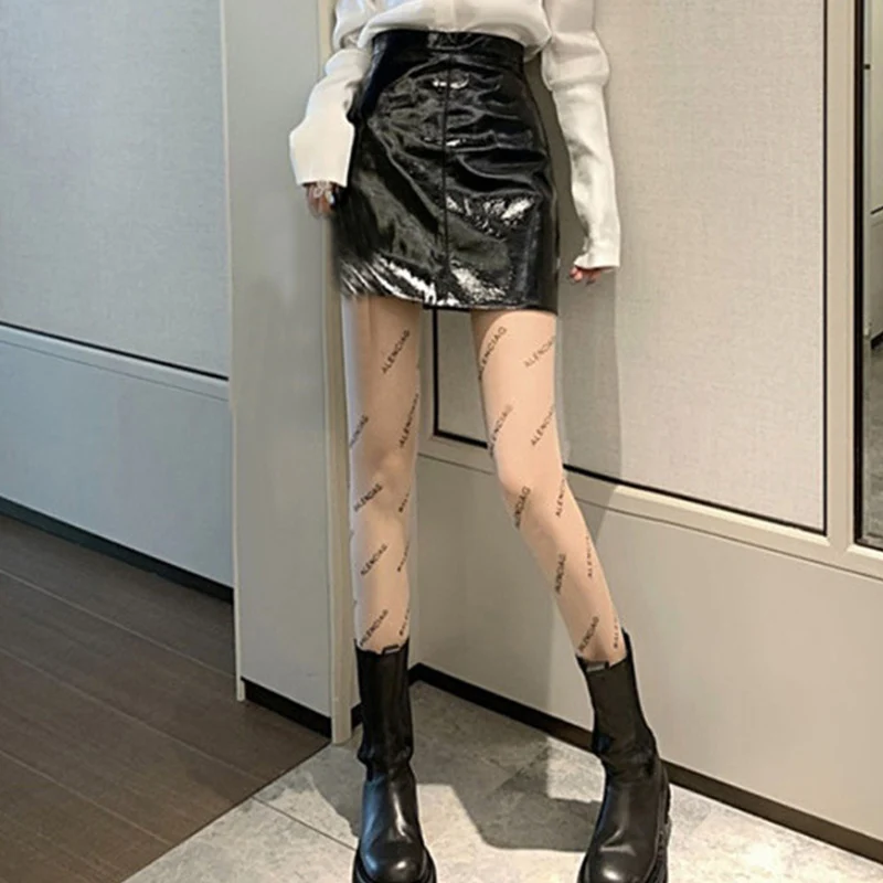 Женские колготки с буквенным принтом винтажные сексуальные женские