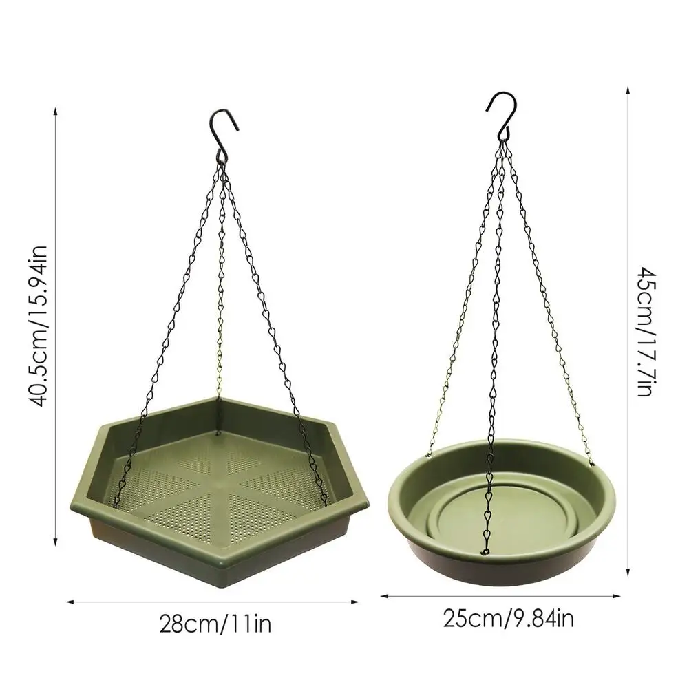 

2pc Hanging Bird Feeder Round Tray Metal Mesh Platform Seed Feeder For Outdoor Feeder Outside Garden Decoration Bird Feeder Tool