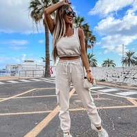 women sportswear two piece sets 2021 crop top and drawstring panst matching set athleisure outfits tracksuit sports set