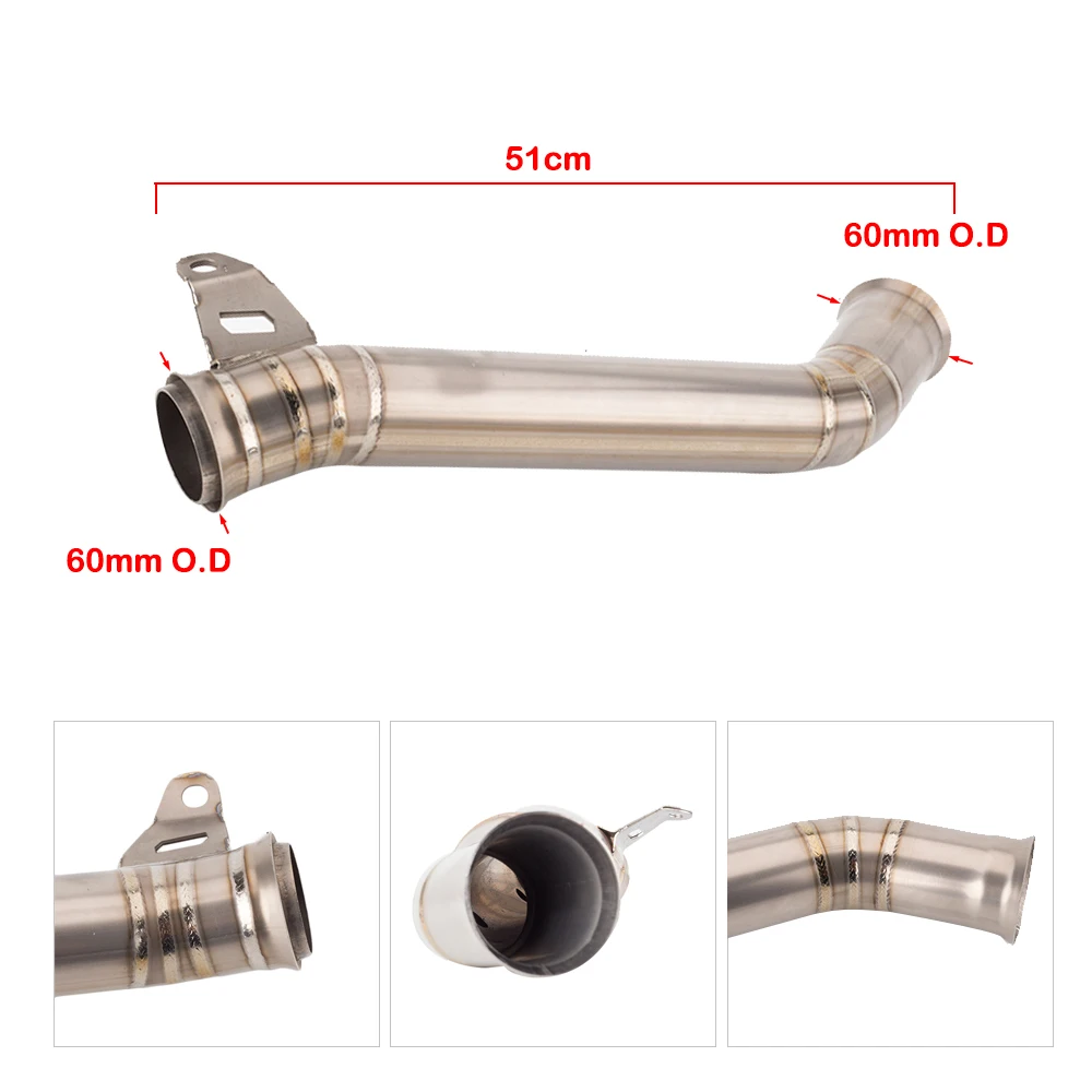 

ALconstar-Racing Motorcycle Slip On Middle Pipe Eliminator Exhaust Middle Pipe For KTM 690 FOR Duke 690 2012-2017 Titanium Alloy