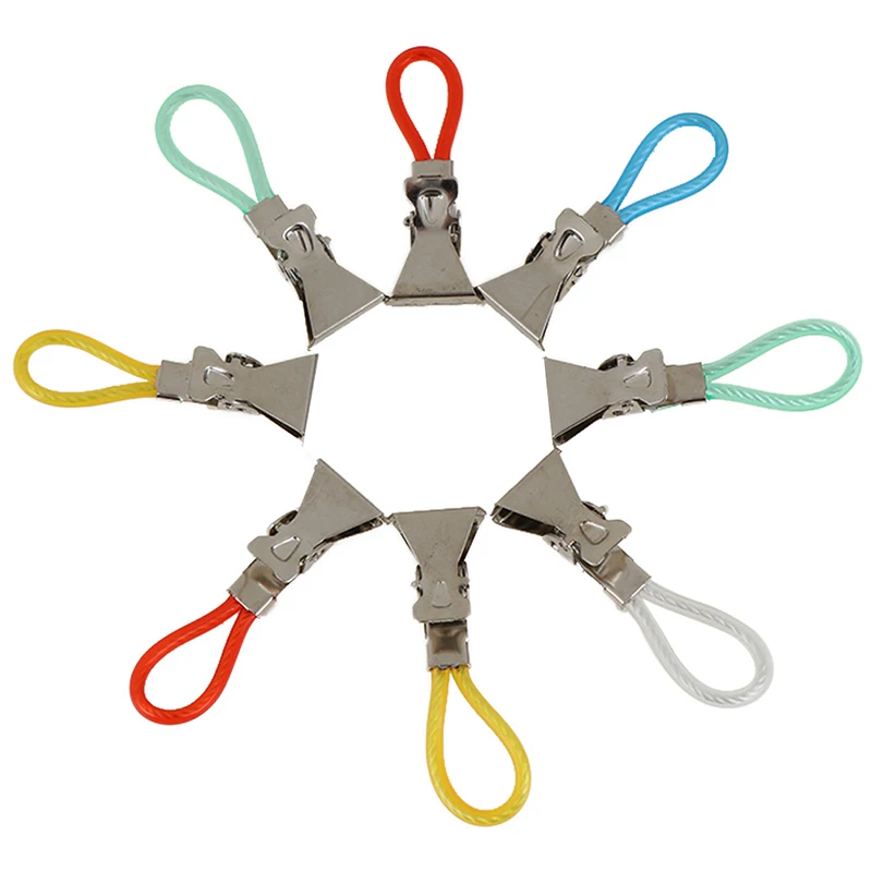

8Pcs/Set Clothes Pegs Metal Stainless Steel Clothespins Colorful Laundry Tea Towel Hanging Clips Loops Kitchen Bathroom Storages