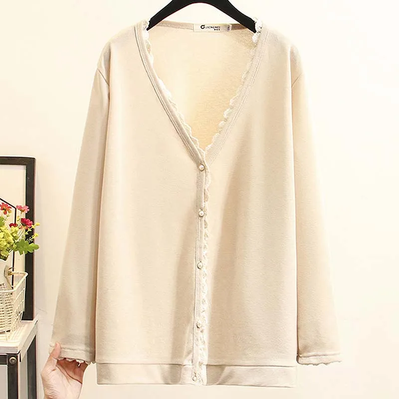 

Женский трикотажный кардиган с V-образным вырезом, большого размера